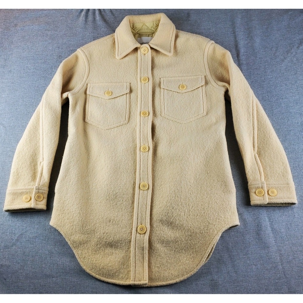 Aritzia Wilfred Free The Ganna Shirt Jacket Shaket XS Yellow Pockets Wool